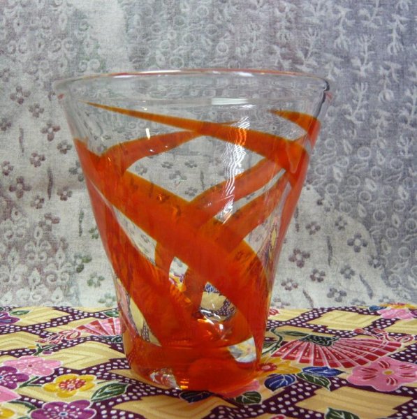 画像1: 【やんばるガラス工芸館】　デザートグラス オレンジ系 (1)